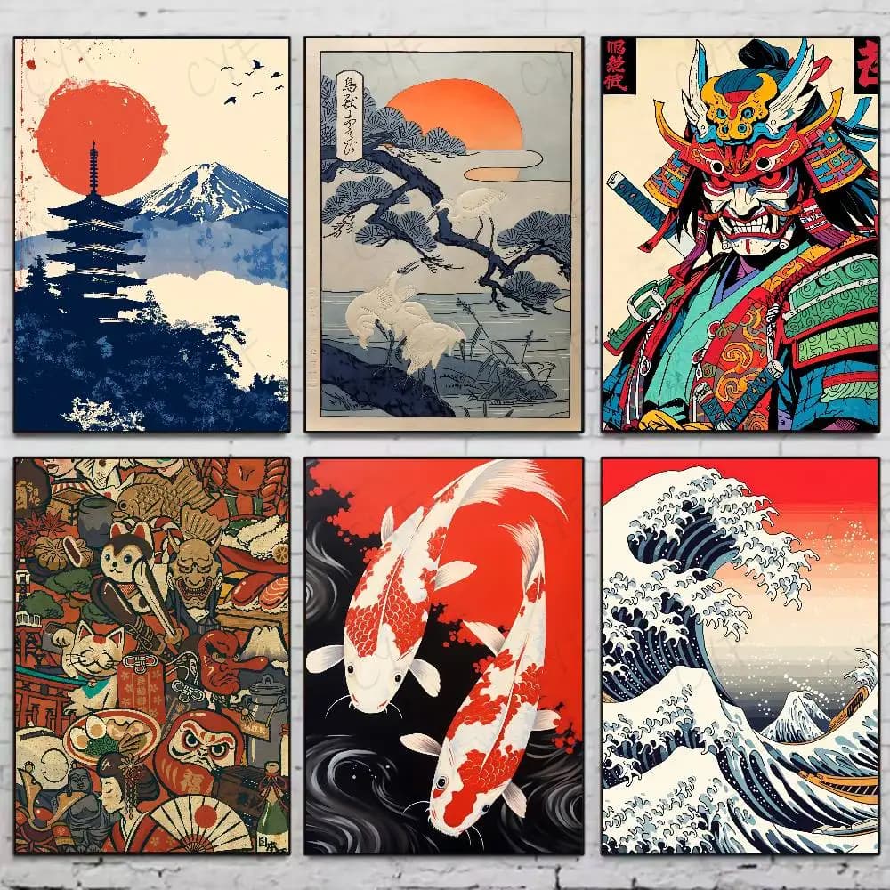 Japanese Style Vintage Poster Wall Art Painting For Home Room Decoration Bedroom Wall Decor Canvases Waterproof Posters
