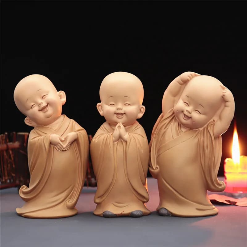 C9 Mini Buddha Statue Little Buddhist Monks Tibetan Buddhism Figurine Zen Garden Ornament Home Aquarium Tank Garden Yard Decor