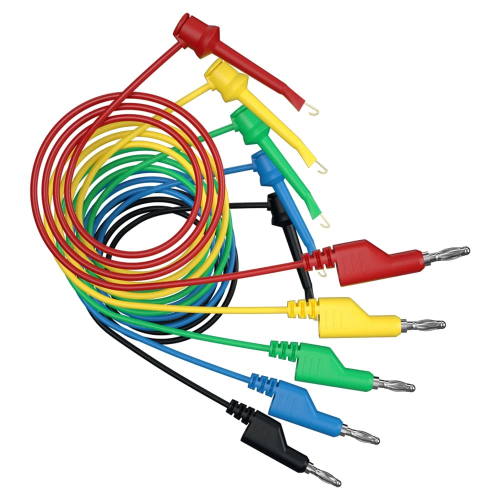 JZDZ 5pcs 4mm Banana Plug to Test Clip/Hook Multimeter Test Leads Electrical Test Cable Line Jumper Wire DIY Tool J.70054-2