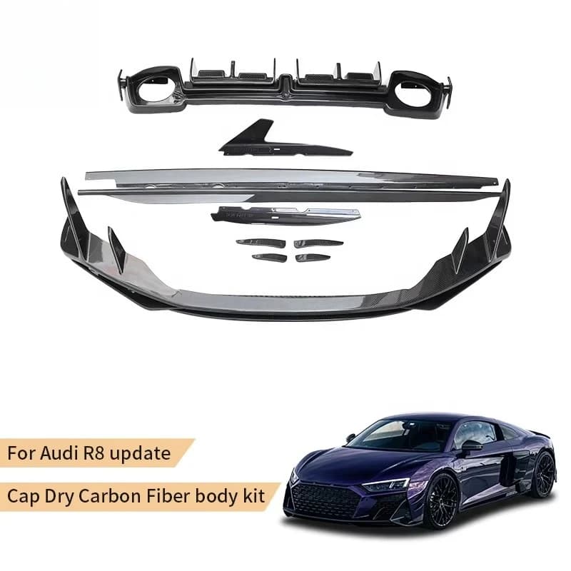 For Audi R8 2019-2025 Model Car Updgrade Dry Carbon Bodykit Front Lip Side Skirts Rear Diffuser Bumper Canards Body Kits