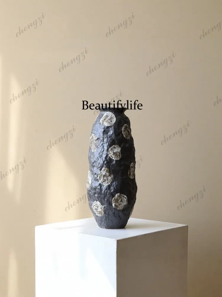 Chinese-style wabi sand Jingdezhen ceramic vase ornament high-end living room entrance decoration retro