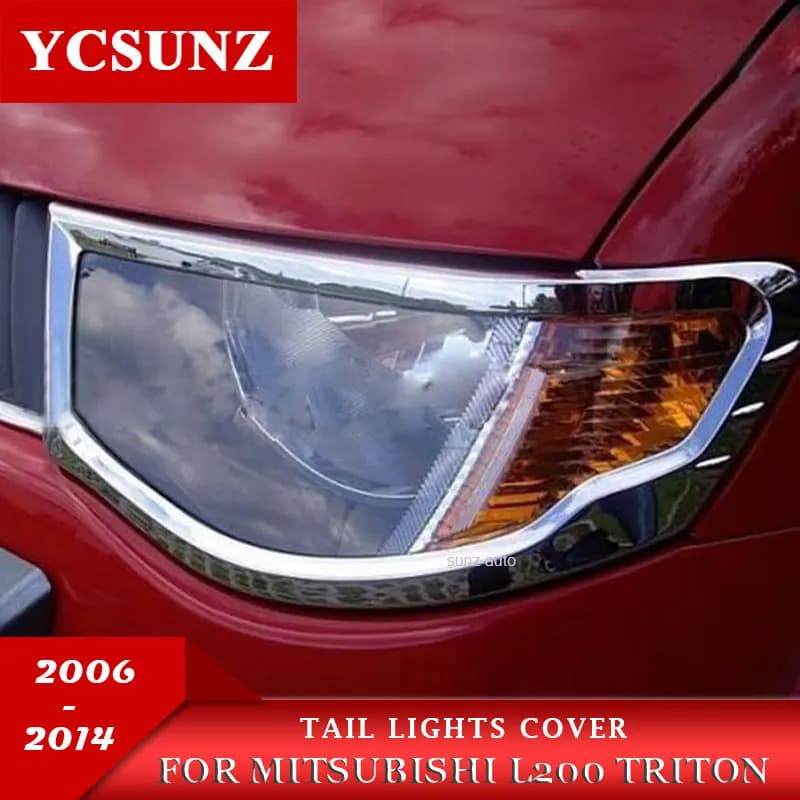 Chrome Headlights Cover For Mitsubishi L200 Triton MN 2006 2007 2008 2009 2010 2011 2012 2013 2014 Car Exterior Accessories
