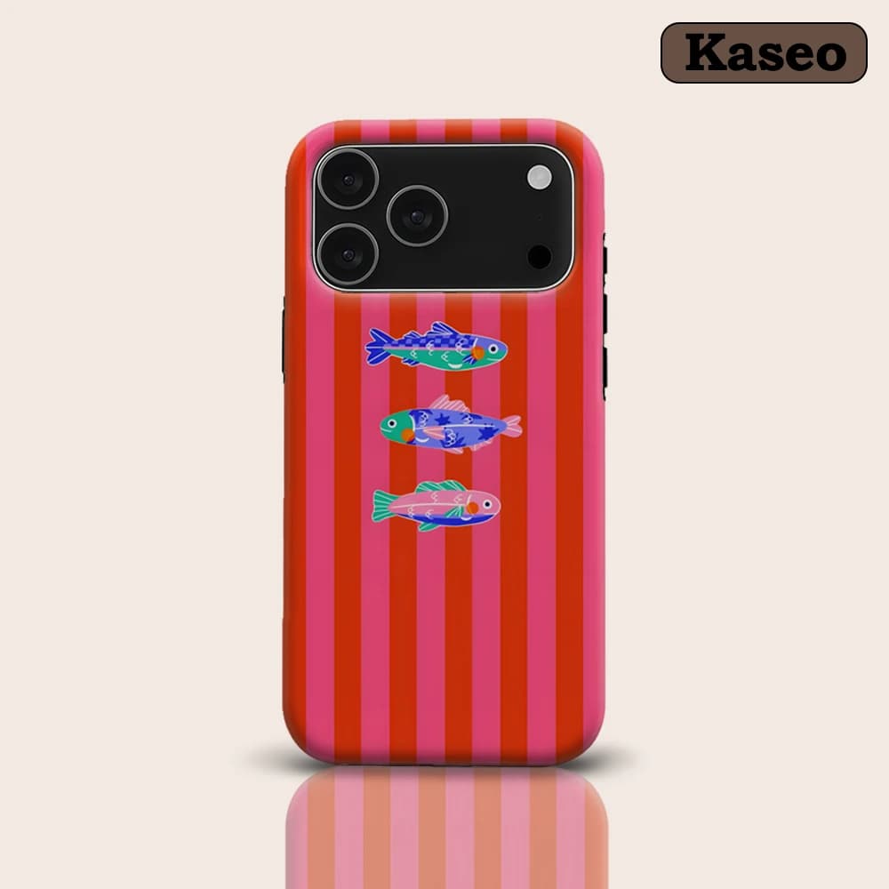 KASEO Matte Bumper for Magsafe Case for IPhone 17 16 15 14 Plus 13 Pro Max Shockproof Hard PC Colorful Fish Trio Cover