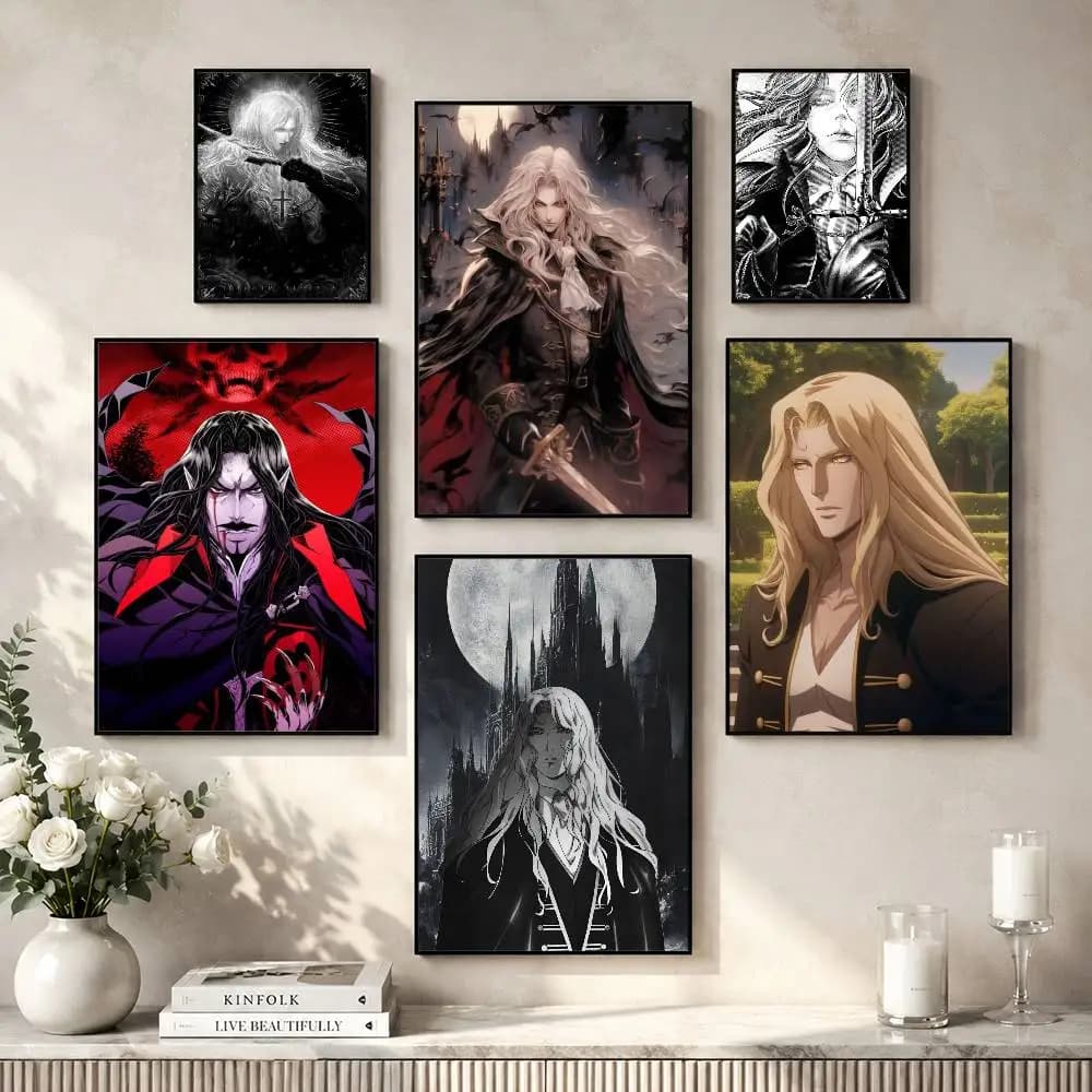 A-Alucard Castlevania Dark Gothic Game Poster HD Self Adhesive Waterproof Wall Art Ideal for Home Office Dorm Gift