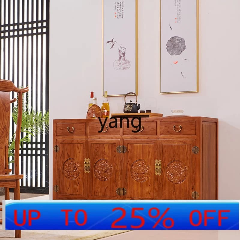 LH   new Chinese side cabinet solid wood antique furniture elm side cabinet