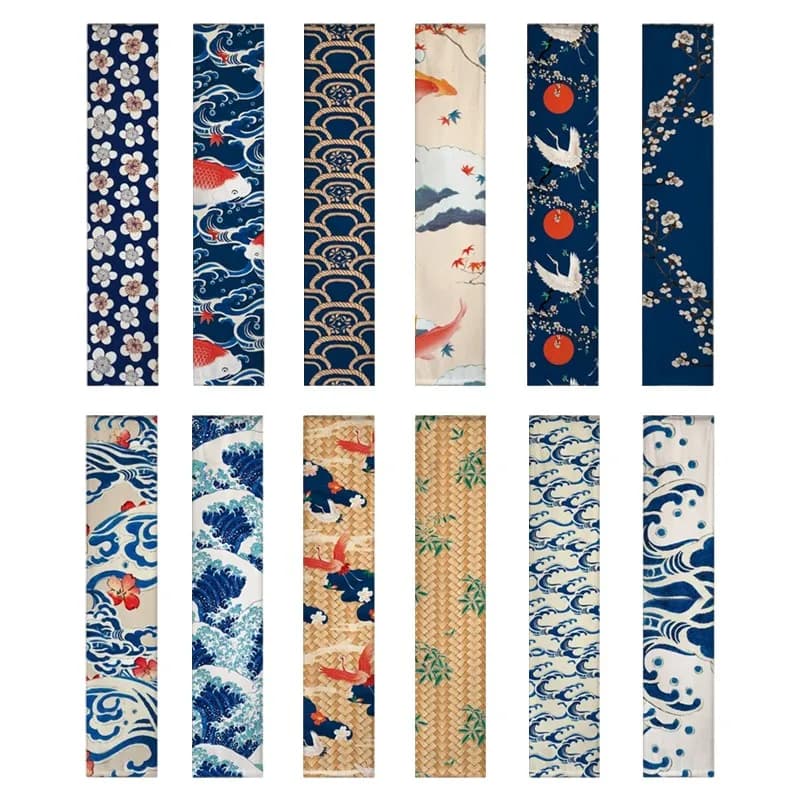 35x130cm Japanese Ceiling Drapes Wave Hanging Cloth Fabric Izakaya Restaurant Advertising Sign Hanging Flags Banners Home Decor