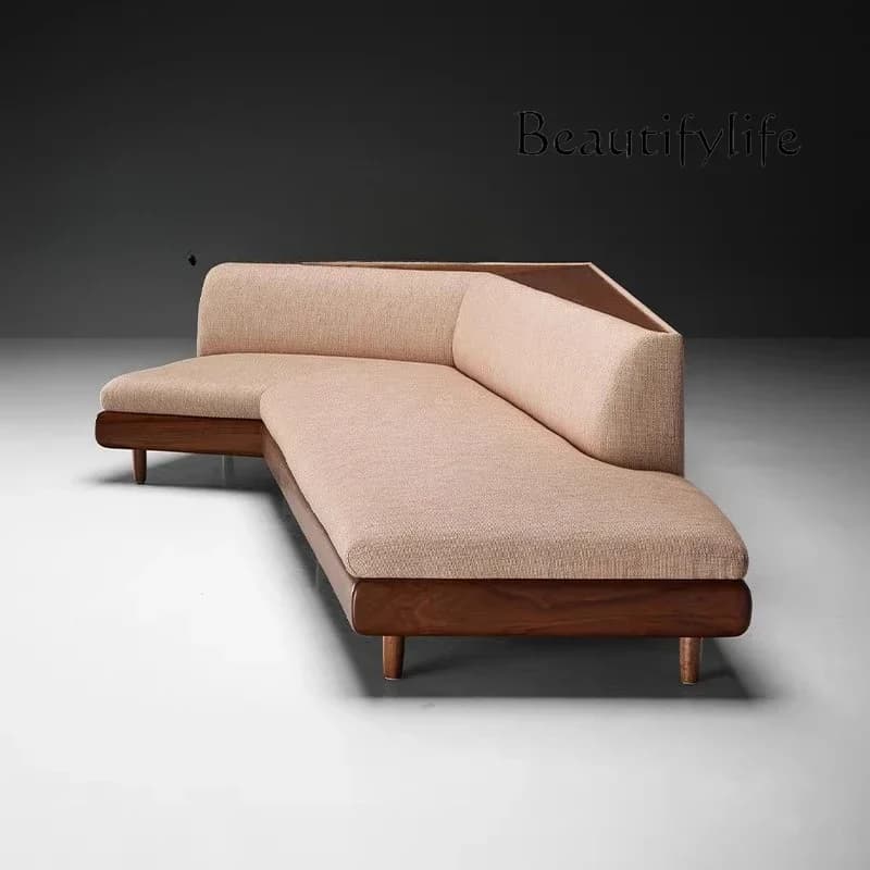 A44 New Chinese-style simple wind solid wood sofa designer home living room large flat-layer fabric corner sofa