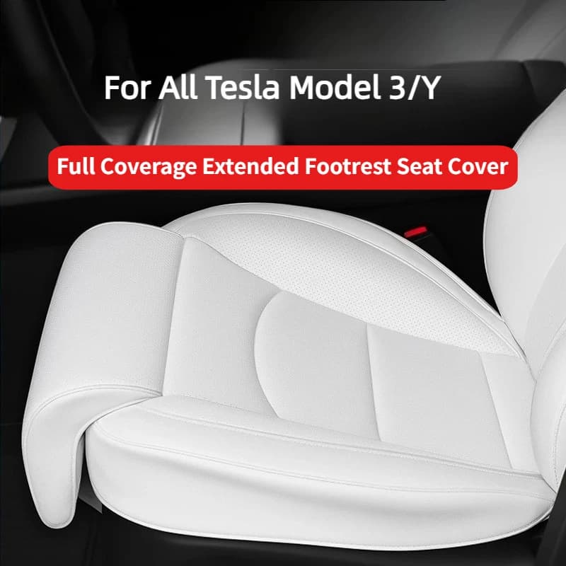 Full-Wrap Extended Leg Rest Cushion Cover for All Tesla Model 3/Y - Front Driver & Passenger Seat Protection Model Y Juniper
