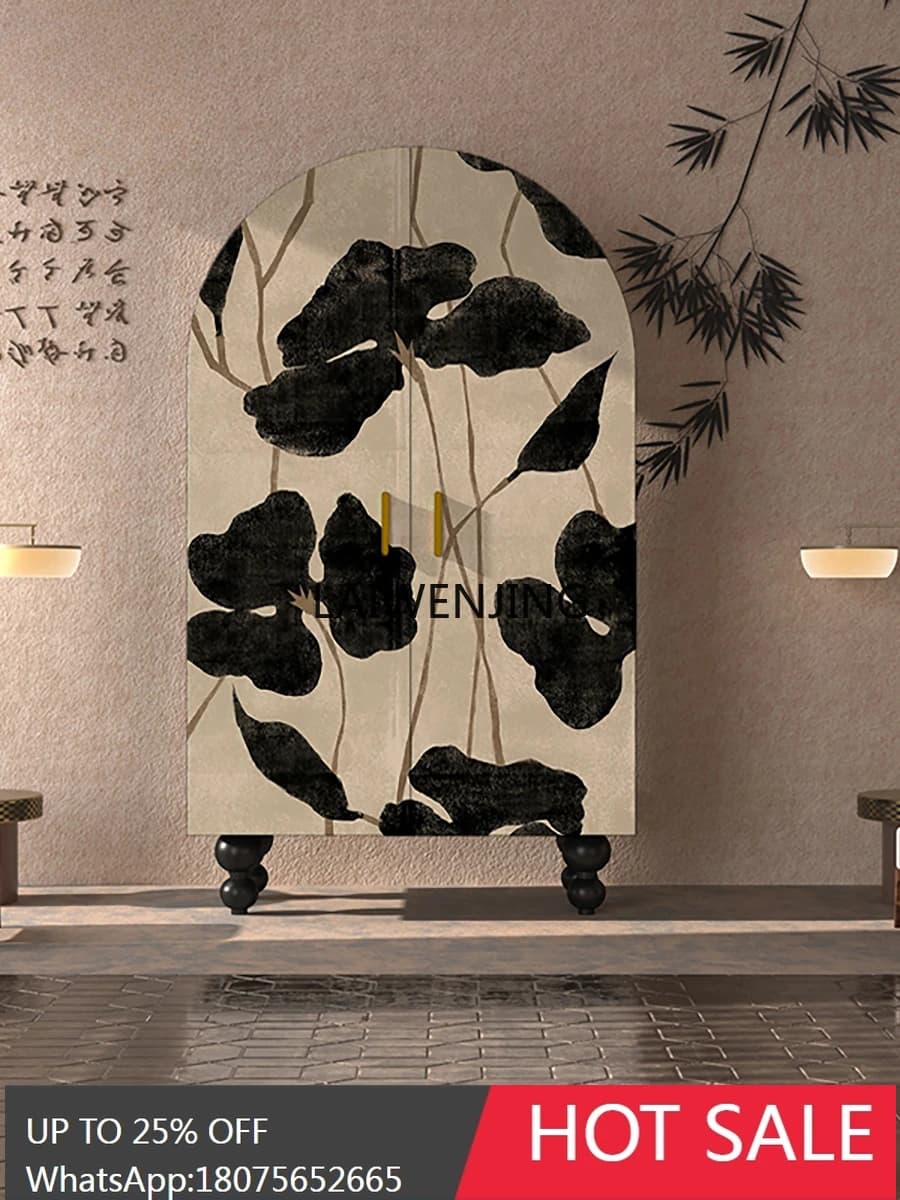 LYN Chinese style flower storage cabinet, living room storage, clothes hanging, porch cabinet