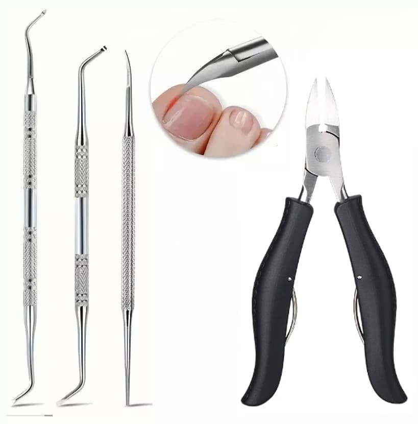 4Pcs Professional Toe Nail Clippers Cutter Toenail Tool Thick Nails Dead Skin Dirt Remover Super Sharp Curved Blade Nail Tools