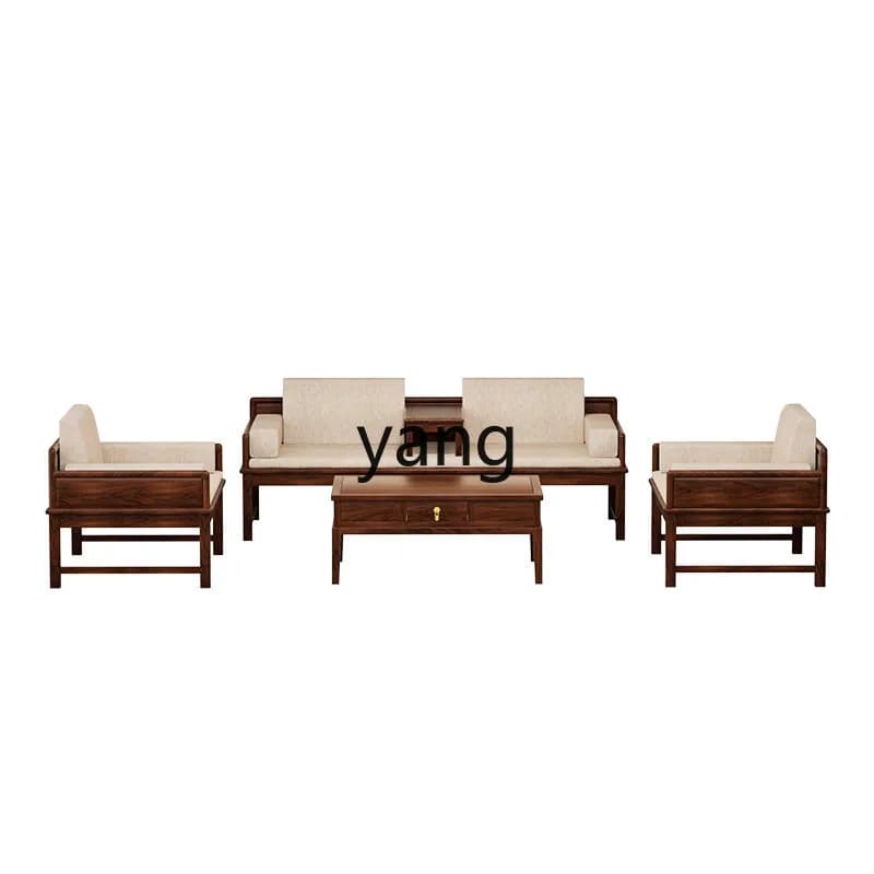 LTT new Chinese solid wood Arhat sofa bed combination living room coffee table tea table Arhat bed set