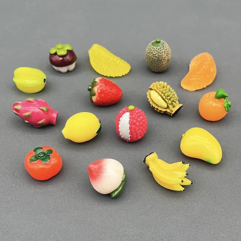 5pcs Mini Fruit Vegetable Miniature 3D Models Simulation Resin Fake Food DIY Accessories Dollhouse Decor Fridge Sticker Props