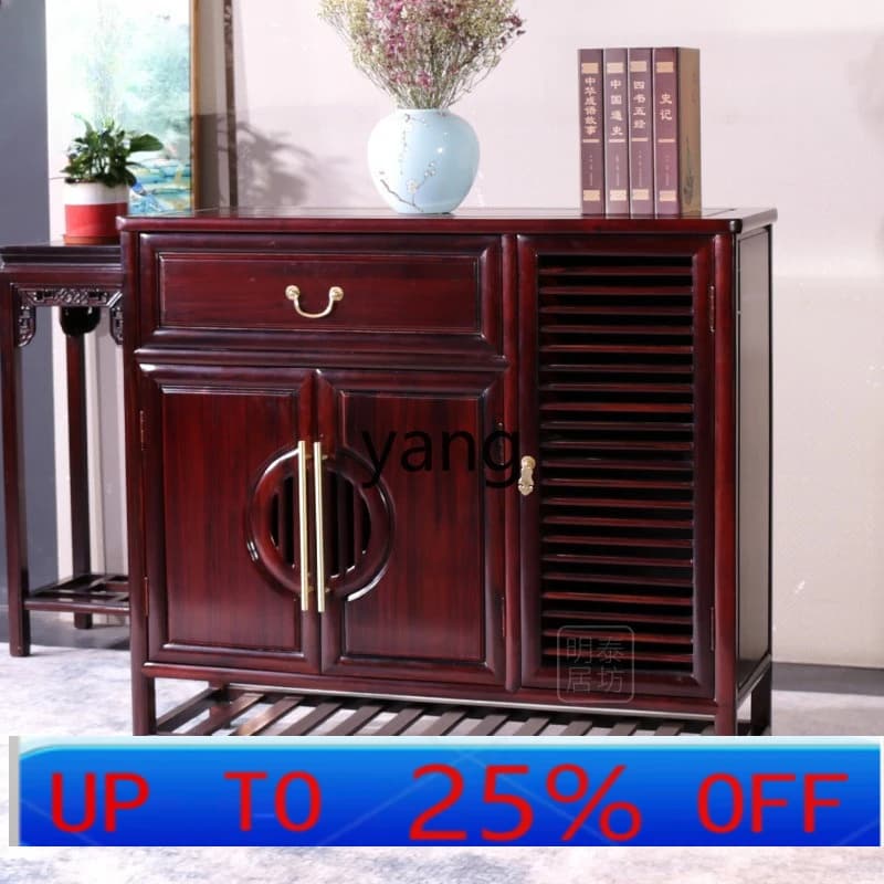 LTT mahogany shoe cabinet home breathable solid wood porch cabinet three or four door shoe cabinet