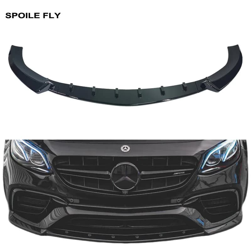 3PCS 2016 2017 2018 2019 2020 For Mercedes-Benz W213 S213 E63 AMG BB Style Glossy Black Spoiler Car Front Bumper Spoiler Lip
