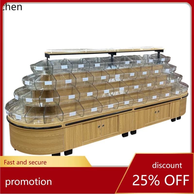 ZML Display Cabinet Candy Cookie Display Double-Sided Food Scale Bulk Island Round Cabinet
