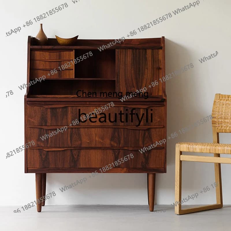 Vintage log bookcase cherry wood storage drawer chest chest writing desk studyH