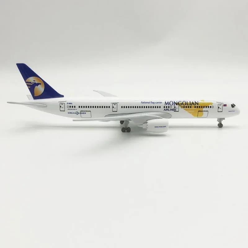 20cm Alloy Metal B787 Mongolian Airlines Boeing 787 Die-cast Airplane Model with Wheel Stand Collectible Display Model