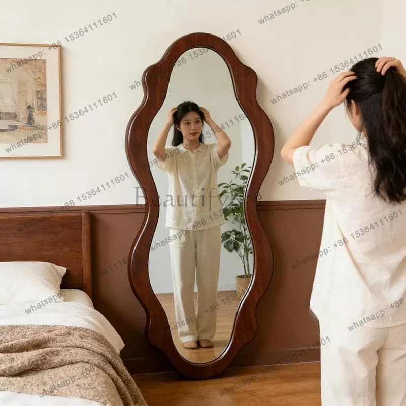 French retro special-shaped full-length mirror medium and ancient style home entry living room fitting mirror home