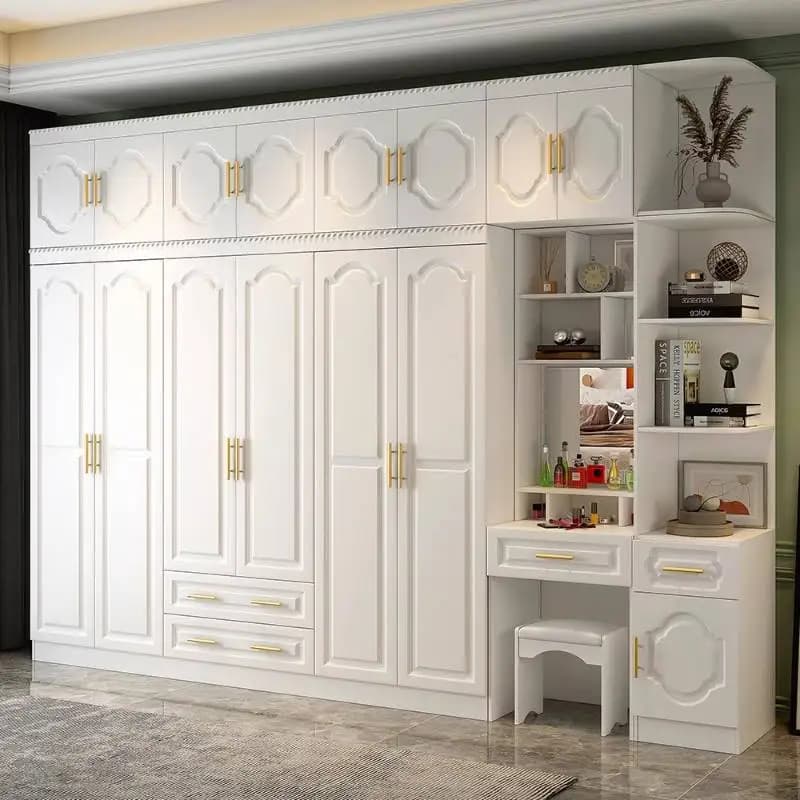 European Vintage Wardrobe Closet Modern Luxury Adult Wooden Wardrobe Closet Space Saving White Armadio Guardaroba Furniture