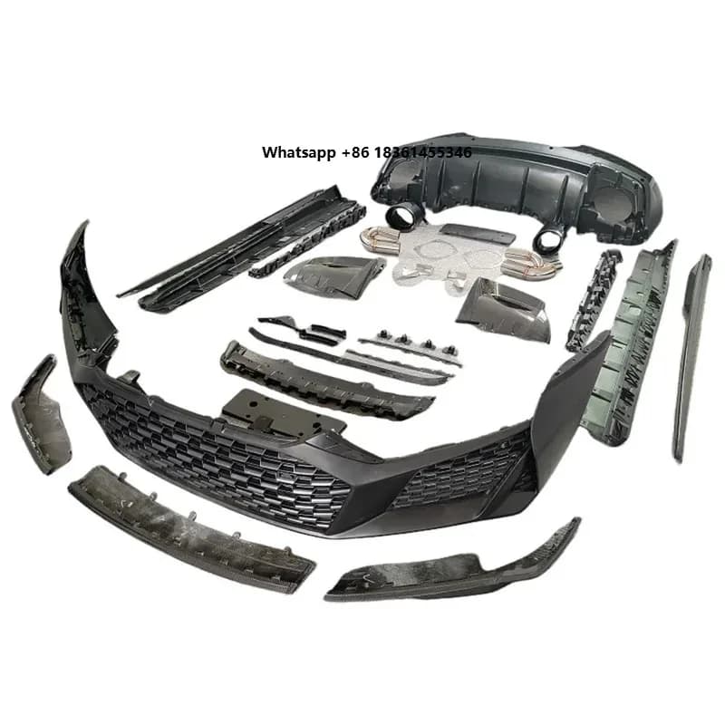 for R8 upgrade PP molded front and rear bumpers rear bumper side skirts Complete body kit