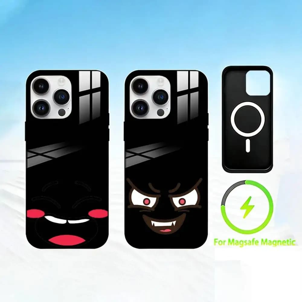 C-Cartoon expression Phone Case For iPhone 17 16 15 14 13 12 Pro Max Plus for Mirror Wireless Magnetic Cover