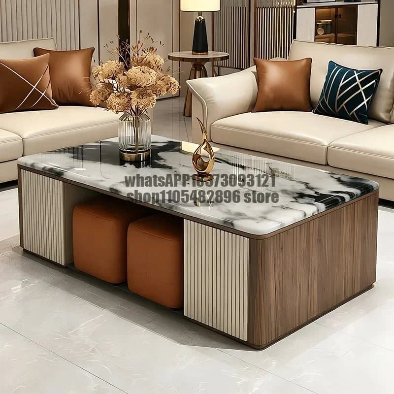 Medieval style modern living room home coffee table marble luxury stone advanced artistic sense creative designer table