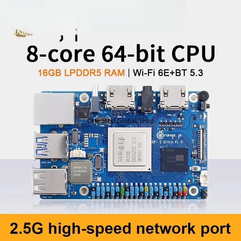 Pi 5 Ultra 16g Ram Rk3588 Ddr5 Single Board Computer Wifi+bt M2 Ssd 6tops Npu Orangepi5 Ultra Mini Pc Run