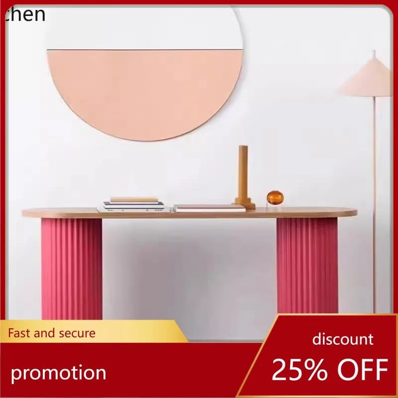 ZML Entrance Table Semi-circular Entrance Table casual Modern Artistic Sense Solid Wood Display Table