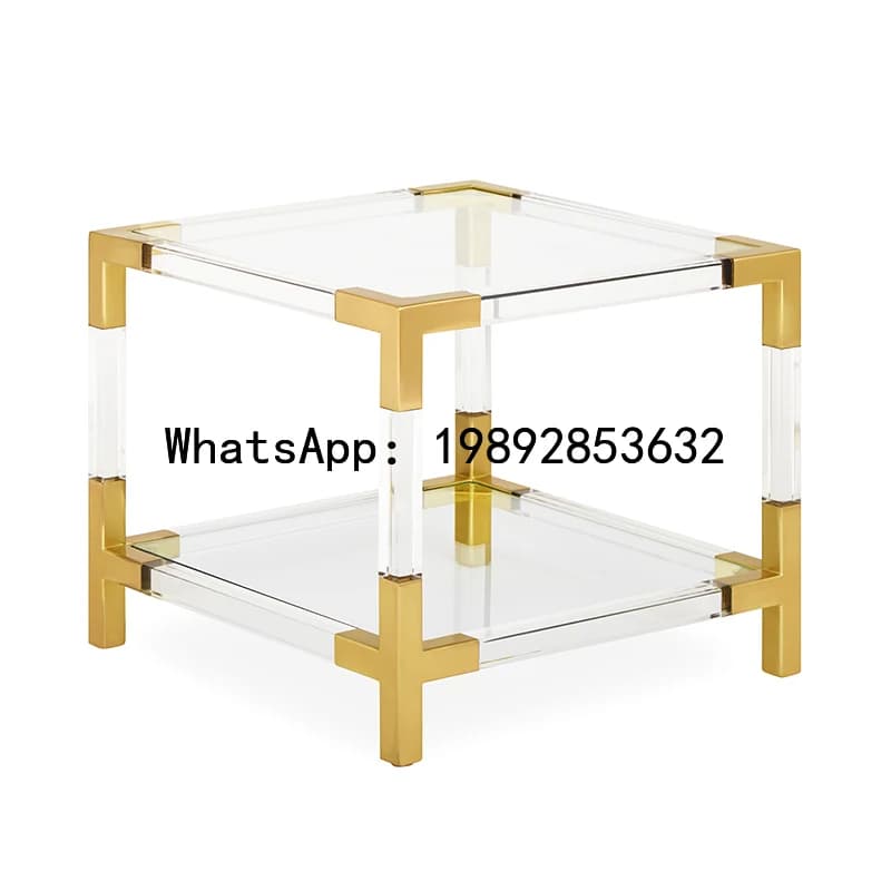 XL Light Luxury Exquisite Transparent Acrylic Coffee Table Organic Glass Material Mirror Corner Table