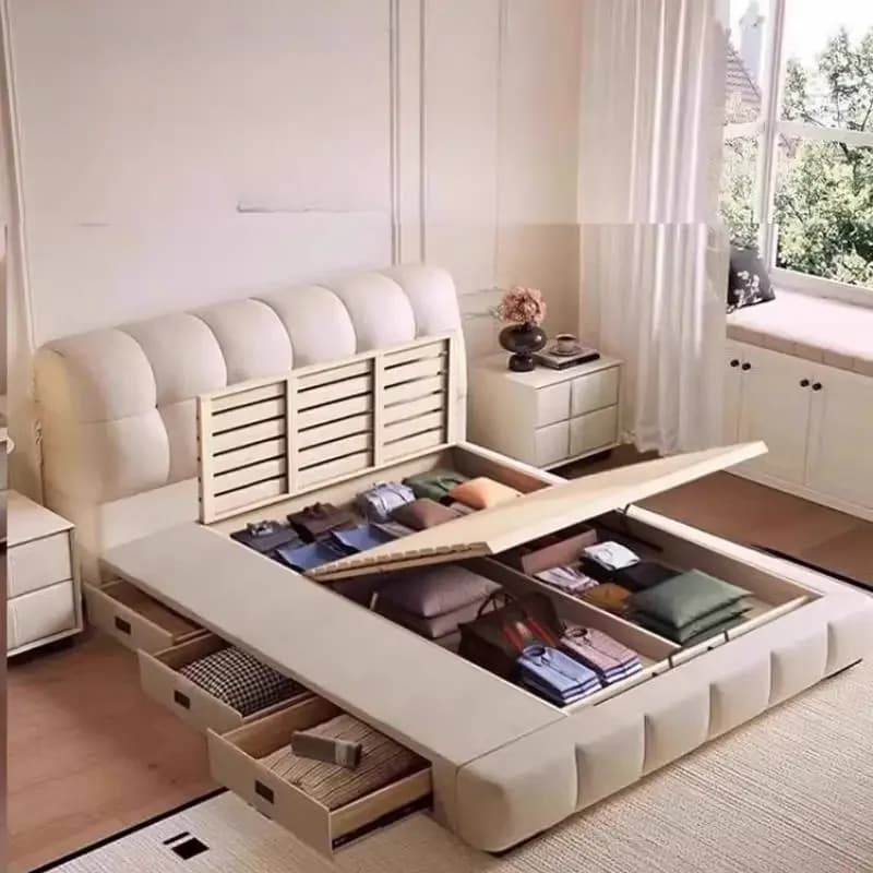 Designs White Double Bed Girls Base Australia Floating Luxury Double Bed Storage Modern Cama Matrimonial Furniture For Home