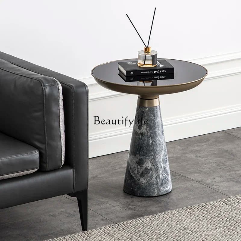 x4 Light luxury marble metal edge few modern simple round corner few