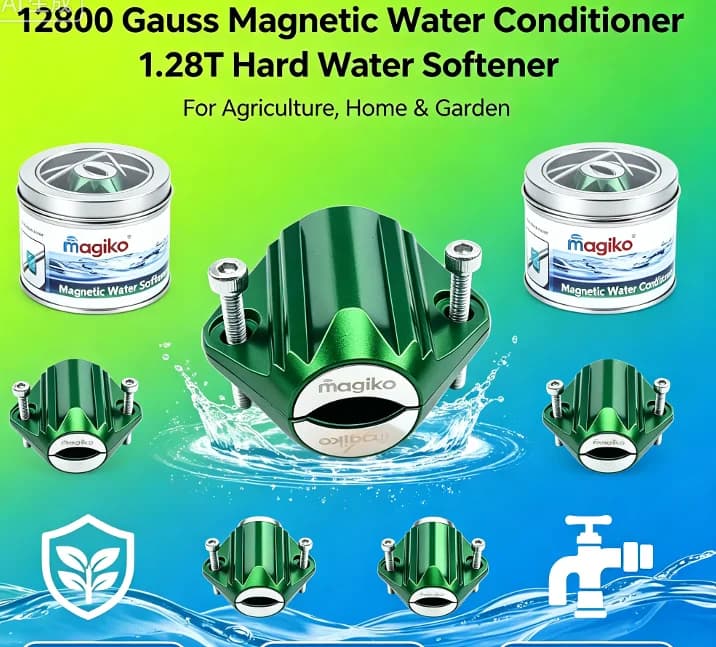 Magiko Magnetic Water Softener 12800G No‑Chemical Hard Water Scale Inhibitor Device for Farm Irrigation Home Plumbing System