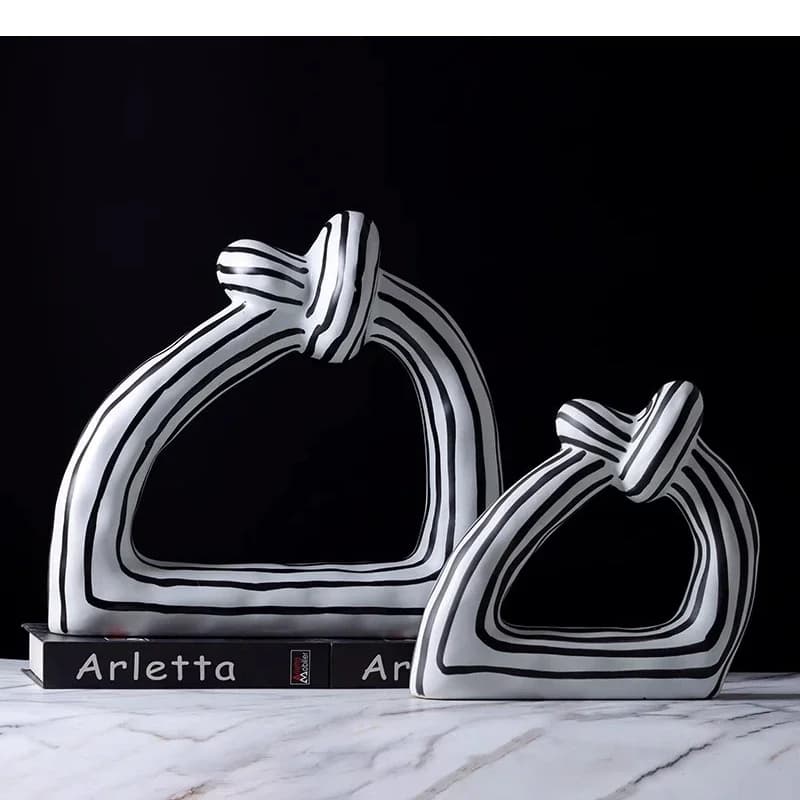 Geometric Knot Ceramic Ornament Black and White Striped Tabletop Decoration Living Room Aesthetic