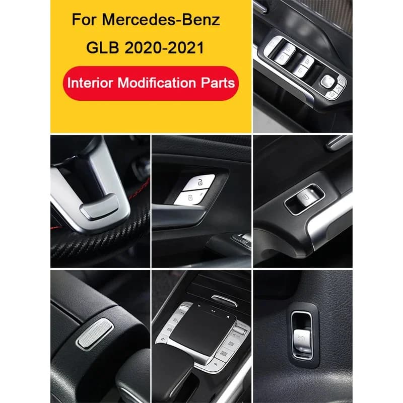 For Mercedes Benz GLB X247 2020-2024 Car Central Console Button Cover Window Lift Buttons Trim Door Lock Interior Stickers