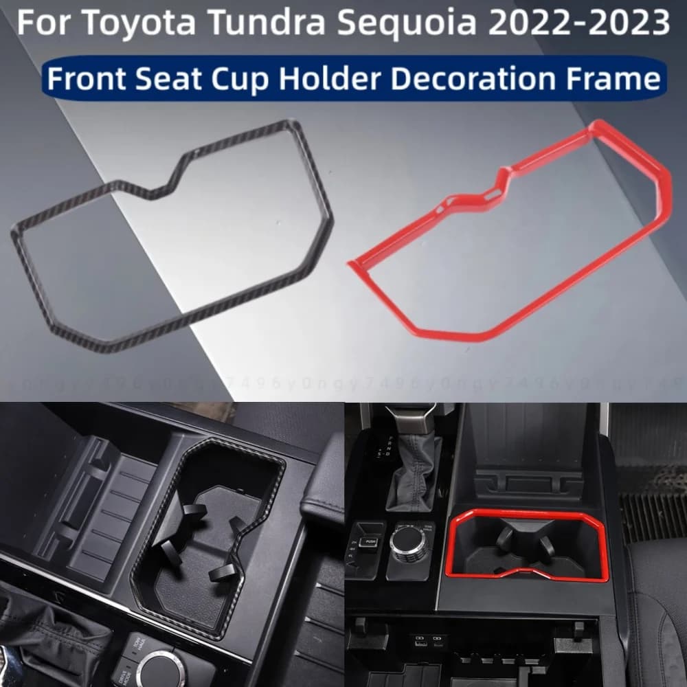 Car Upgrade Front Seat Cup Holder Decoration Frame For Toyota Tundra Sequoia 2022-2023 Modification Decoration Accessories