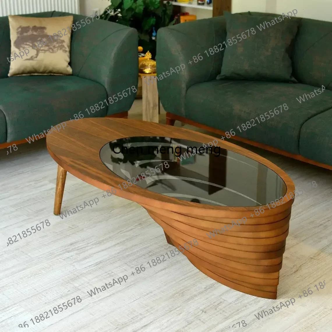 Living room furniture natural walnut handmade modern coffee table woodwork solid edge decoration