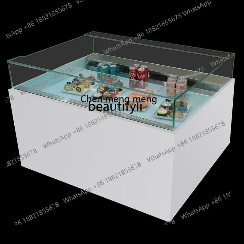 ss 8350Open Horizontal Cake Show Case Sushi Island Cabinet Spray Refrigeration Fresh Cabinet