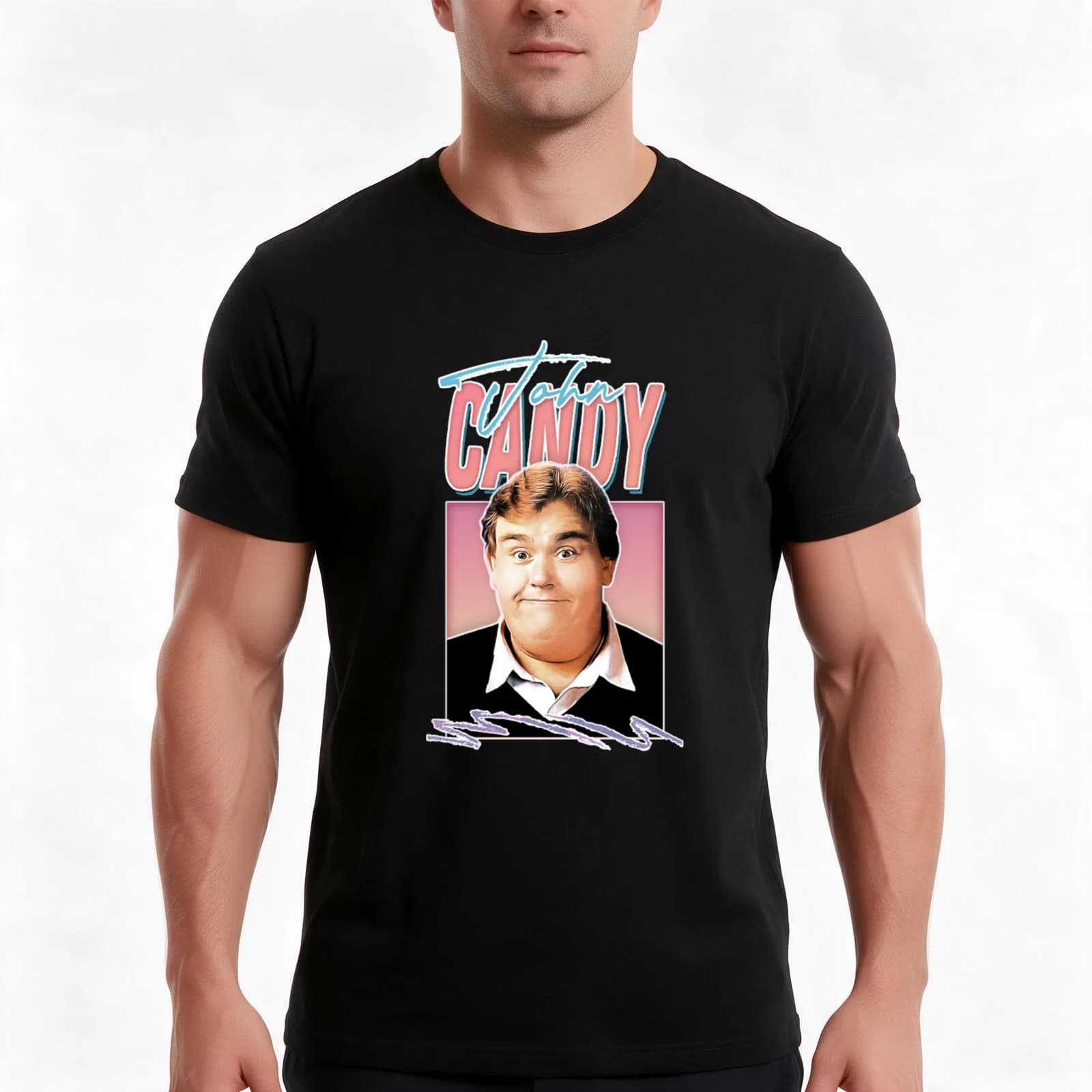 John Candy T-Shirt, Summer Casual Cotton Tee, Oversized Streetwear Tops, Vintage Graphic Print, Loose Fit Short Sleeve