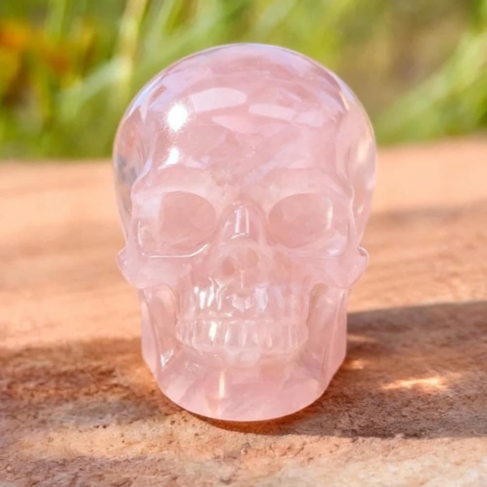Natural Rose Quartz Skulls Crystal Skull Carvings for Home Decoration   Collection Holiday Gift Valentine's Day Gift