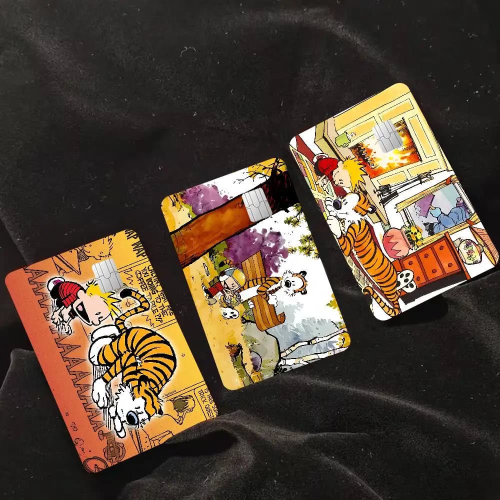Book C-Calvin and H-Hobbes Credit Card Skin Stickers No Adhesive Residue Water Proof for VISA Credit Card Subway Access Card