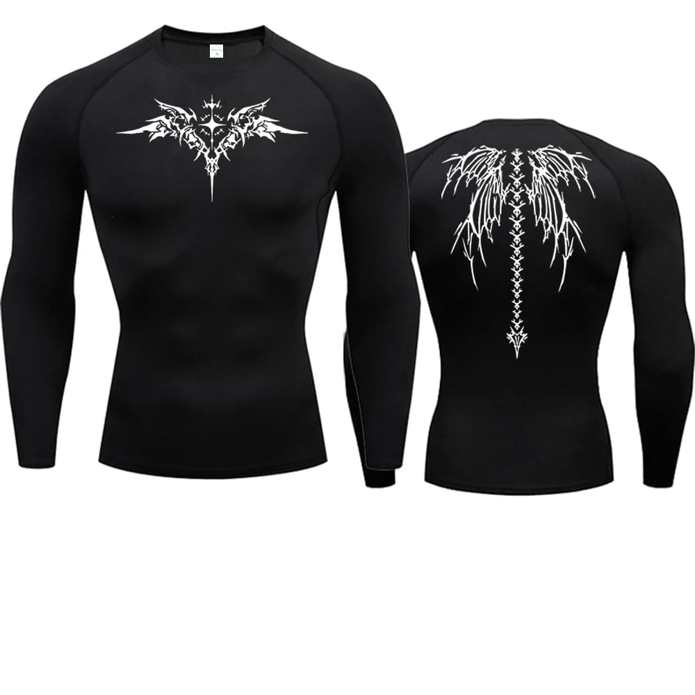 Men's Compression Shirt Anime Print Gym Sport Quick Dry Gym TShirts Fitness Athletic Undershirts Elasticity Tops Tee Summer Male