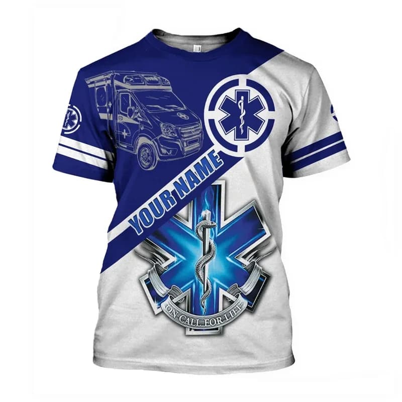 2025 novo nome personalizado cosplay ems t paramdico emt trabalhador retro t camisas retro 3d impresso casual vintage camiseta