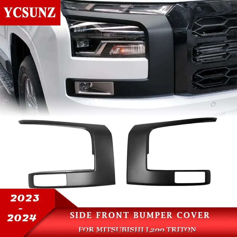 Matte Black Side Front Bumper Cover Trim For Mitsubishi L200 MV 2024 2025 2026 4 Doors Double Cabin Car Accessories