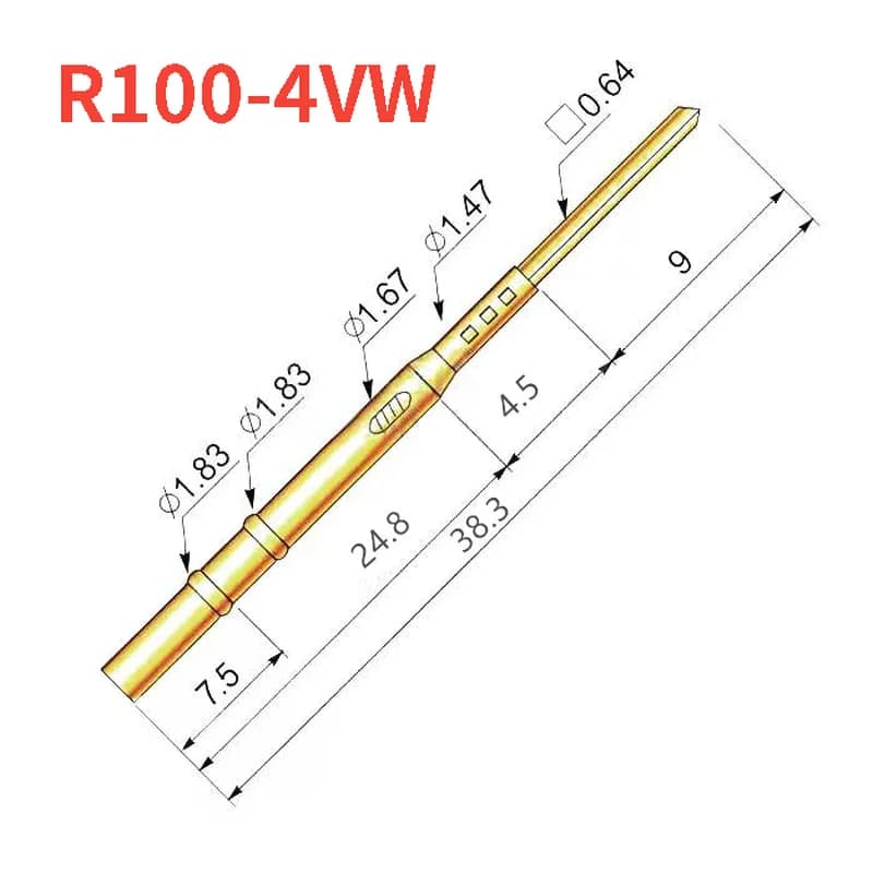 100PCS/Pack Test Needle Sleeve R100-4VW Double Snap Ring Sleeve 7.5mm High 1.67mm Outer Diameter PCB Sleeve