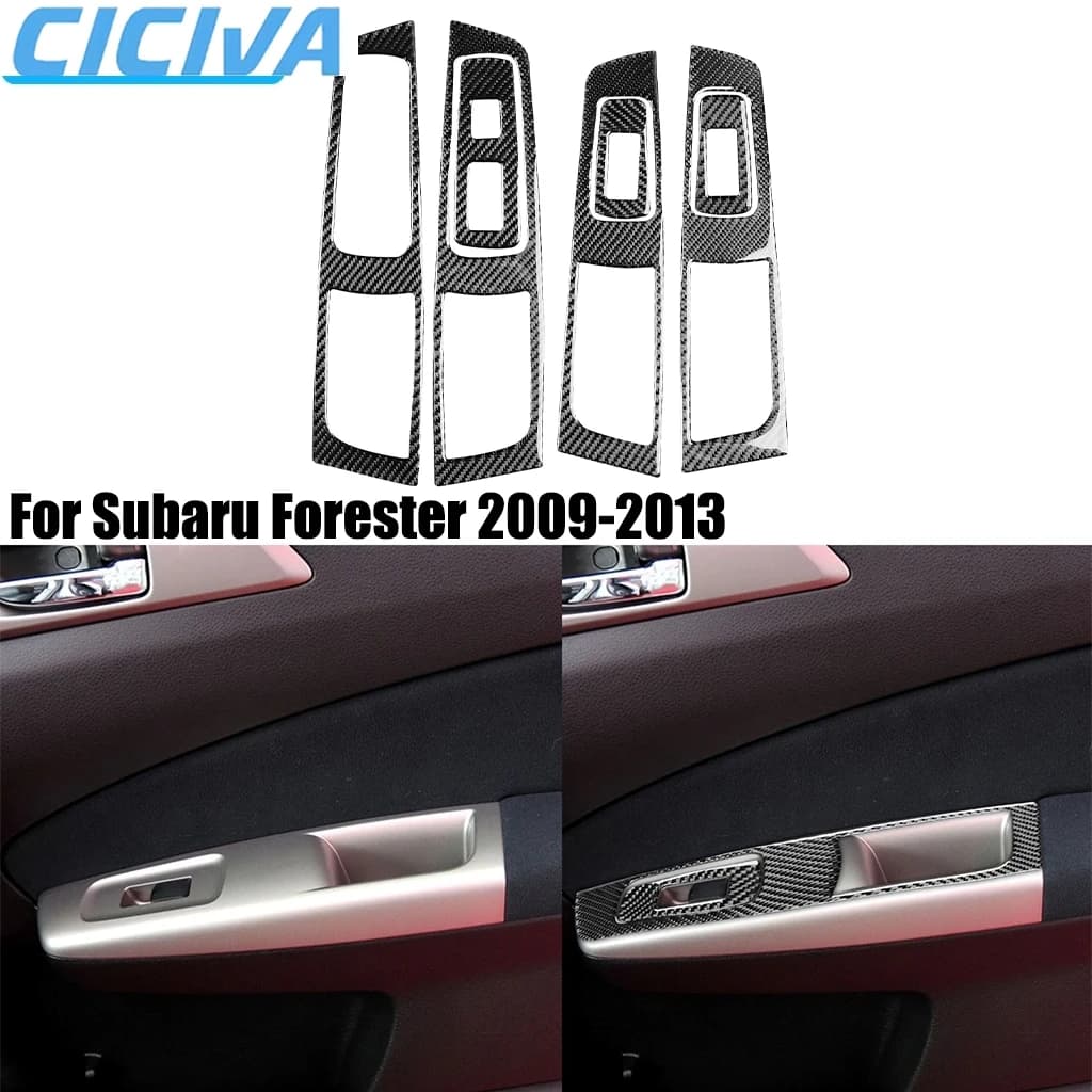 For Subaru Forester 2009-2012 Carbon Fiber Door Armrest Window Lifting Control Switch Car Accessories Interior Cover Stickers