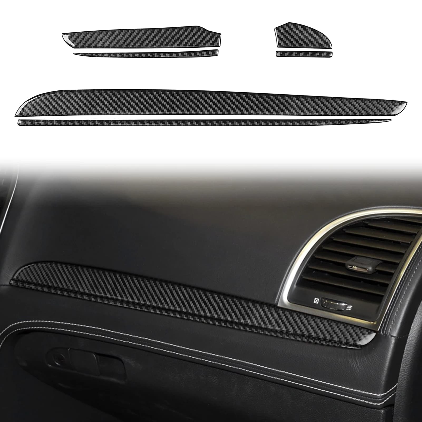For Jeep Chrysler 300 2015-2021 LHD RHD Car Dashboard Decoration Strips Real Carbon Fiber Stickers Interior Auto Styling Trim