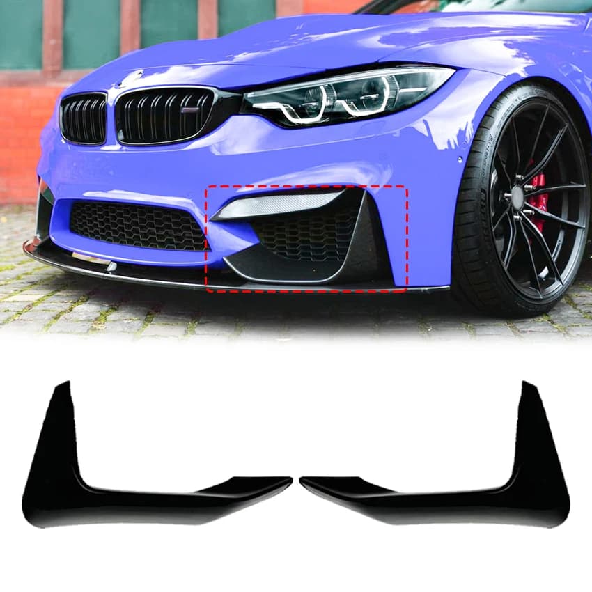Pair Front Bumper Fog Lamp Grill Trim Air Blade Splitter Lip Side Spoiler Guard BodyKits For BMW F80 F82 F83 M3 M4 2014-2020
