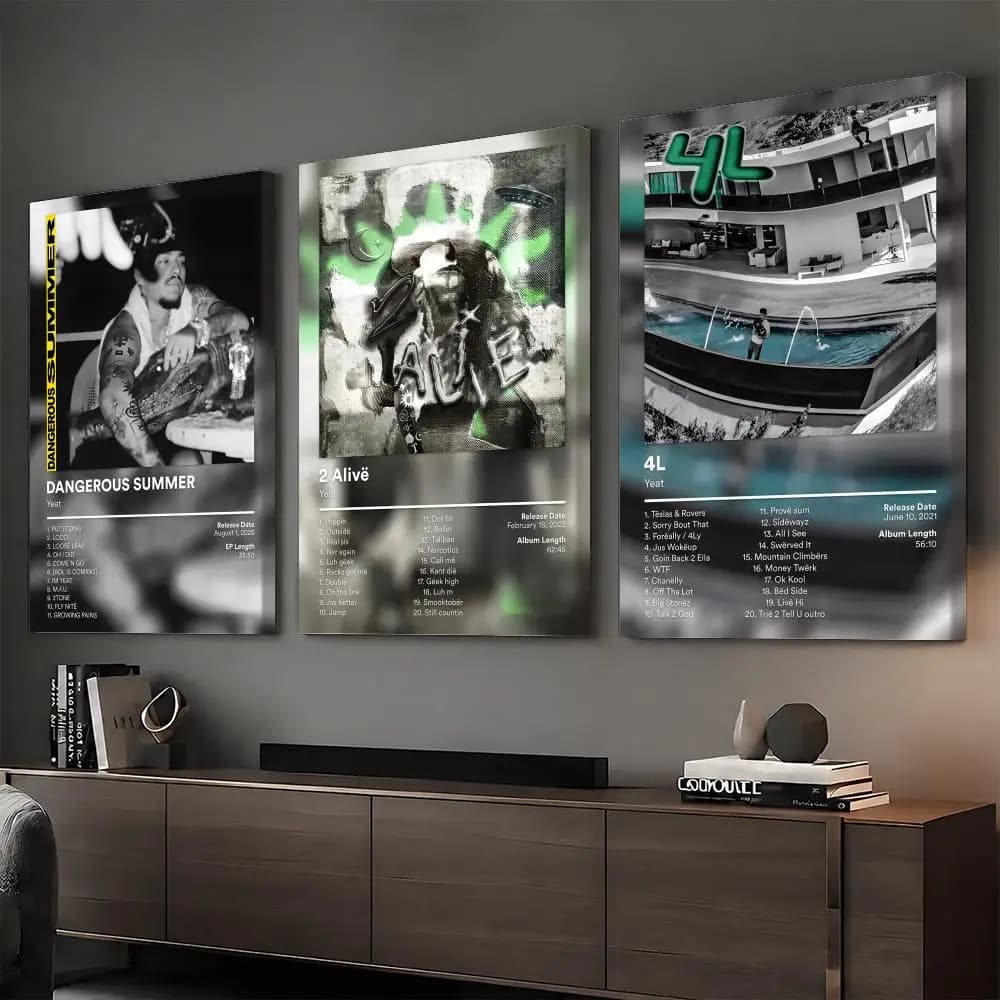 Y-Yeat Singer Rapper Painting Calligraphy HD Modern Style Inner Frame Canvas Bedroom Room Hallway Wall Art Decor