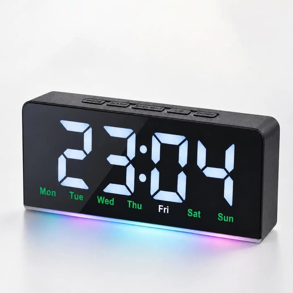 New Multi Function LED Digital Table Clock ABS Shell Date Calendar Display Snooze Alarm For Student Bedroom Office Desktop Decor