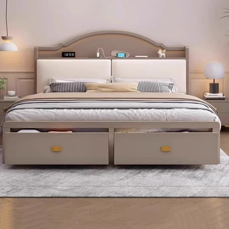 Storage Drawer Luxury Bed Modern Simple Light Small Wodden Queen Bed Frame Designer Large Cama Matrimonial Home Furniture